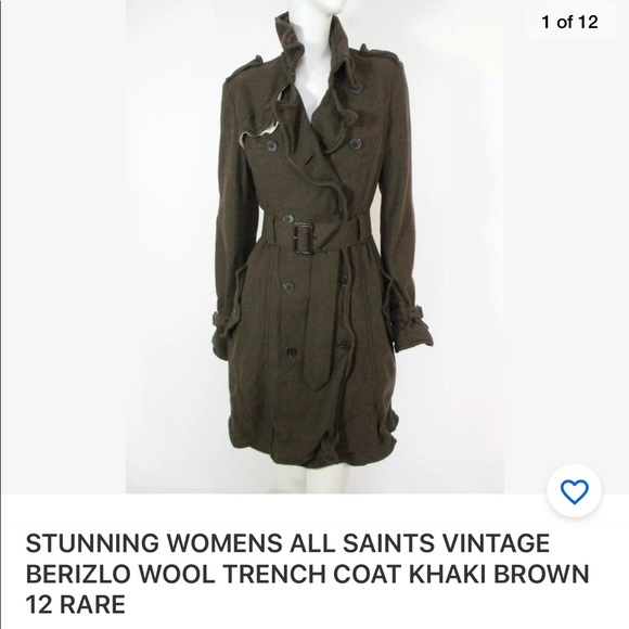 ALL SAINTS Wool Trench Coat - Picture 7 of 8